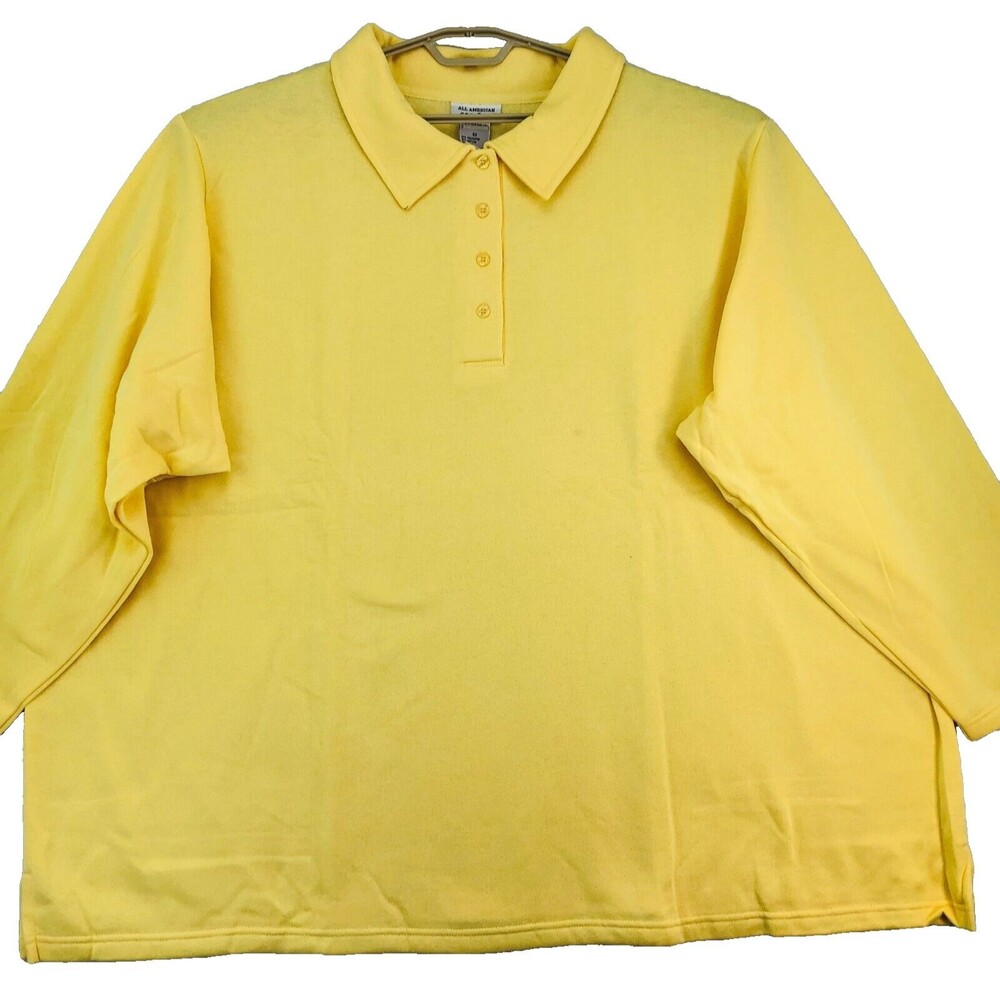 NOS Vintage All American Comfort Top Womens Plus 5X Yellow Poly Cotton Fleece